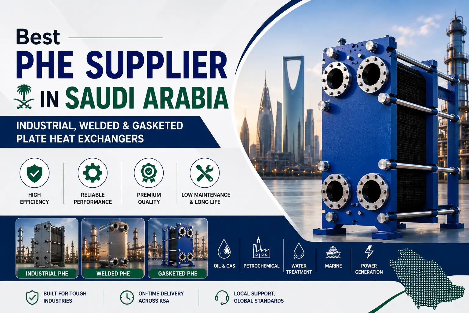 Industrial plate heat exchanger in Saudi Arabia – SRJ welded unit for petrochemical plant