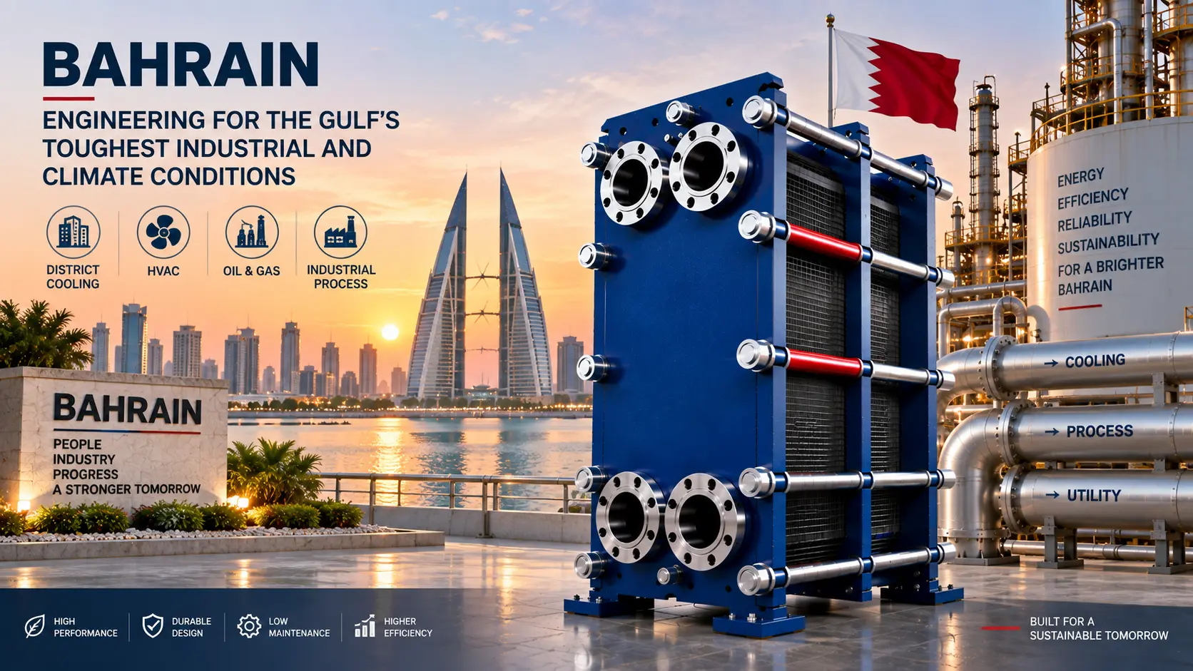 Plate heat exchanger manufacturers in Bahrain — industrial unit for Gulf heavy industry